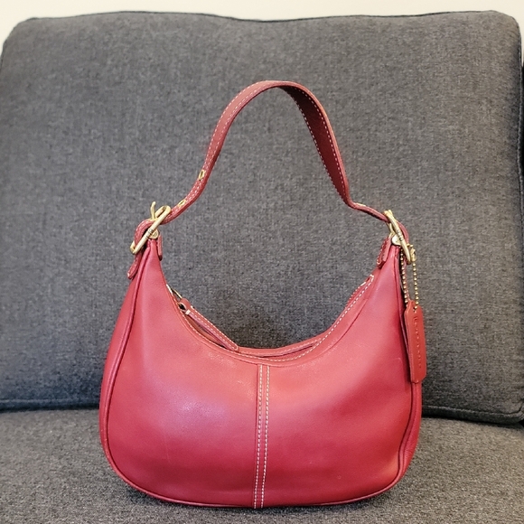 Coach Handbags - Coach Vintage Mini Red Leather Shoulder Bag 9593